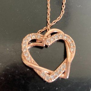 Two Hearts Gold and Diamond Necklace